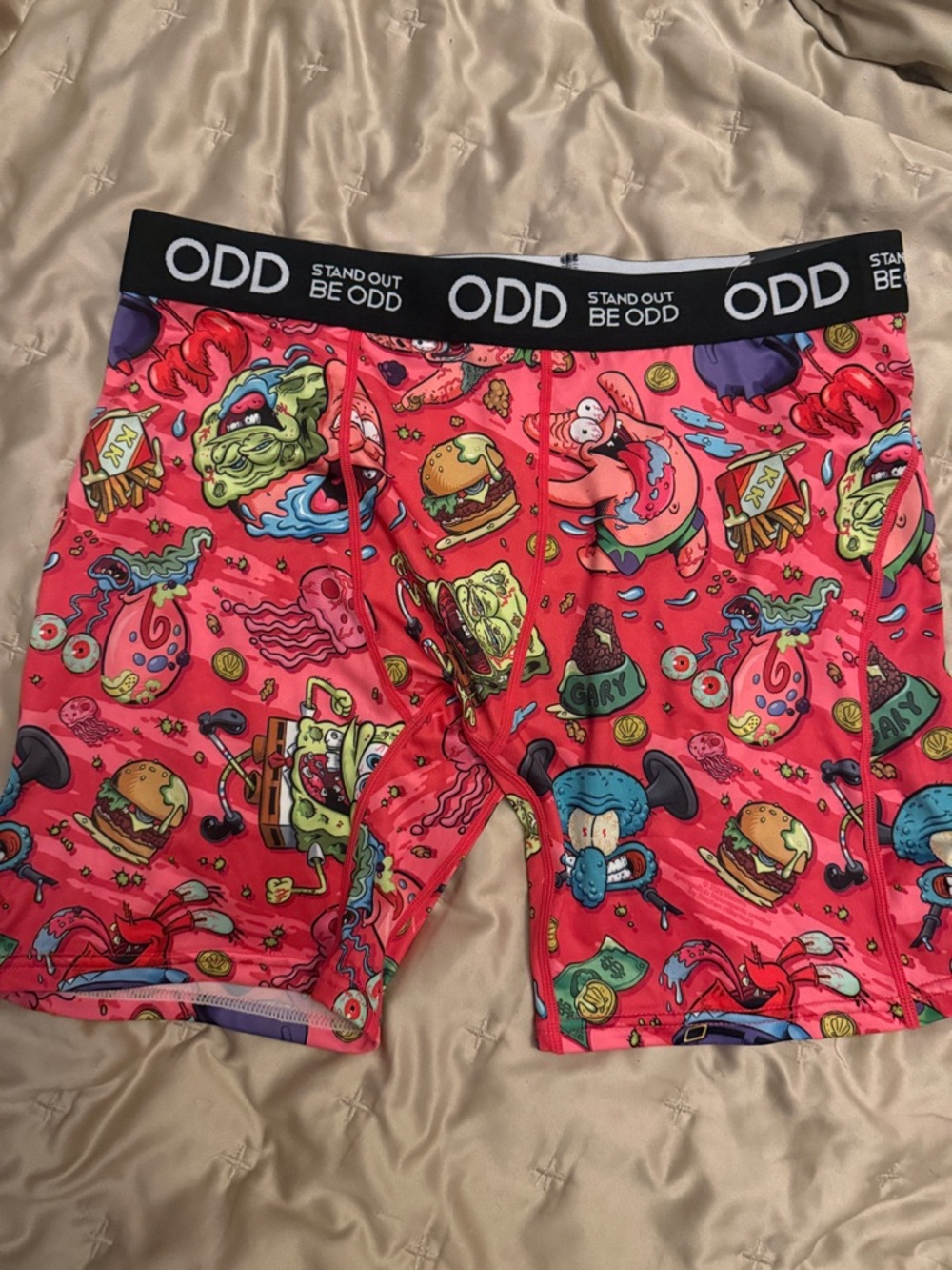 ODD Red Graphic Boxer Briefs with Cartoon Print